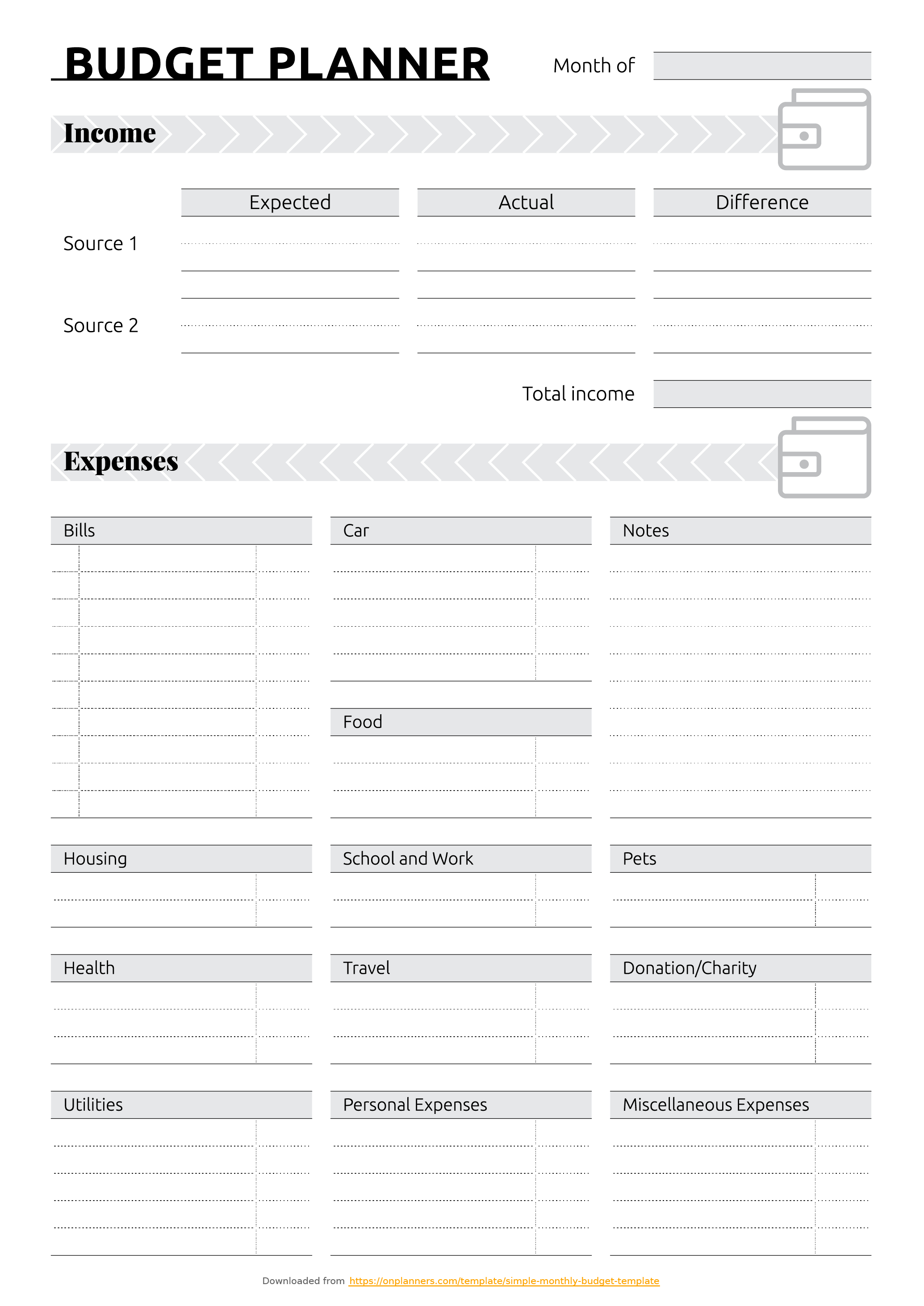 Free Printable Simple Monthly Budget Template Pdf Download - Free Printable Budget Templates
