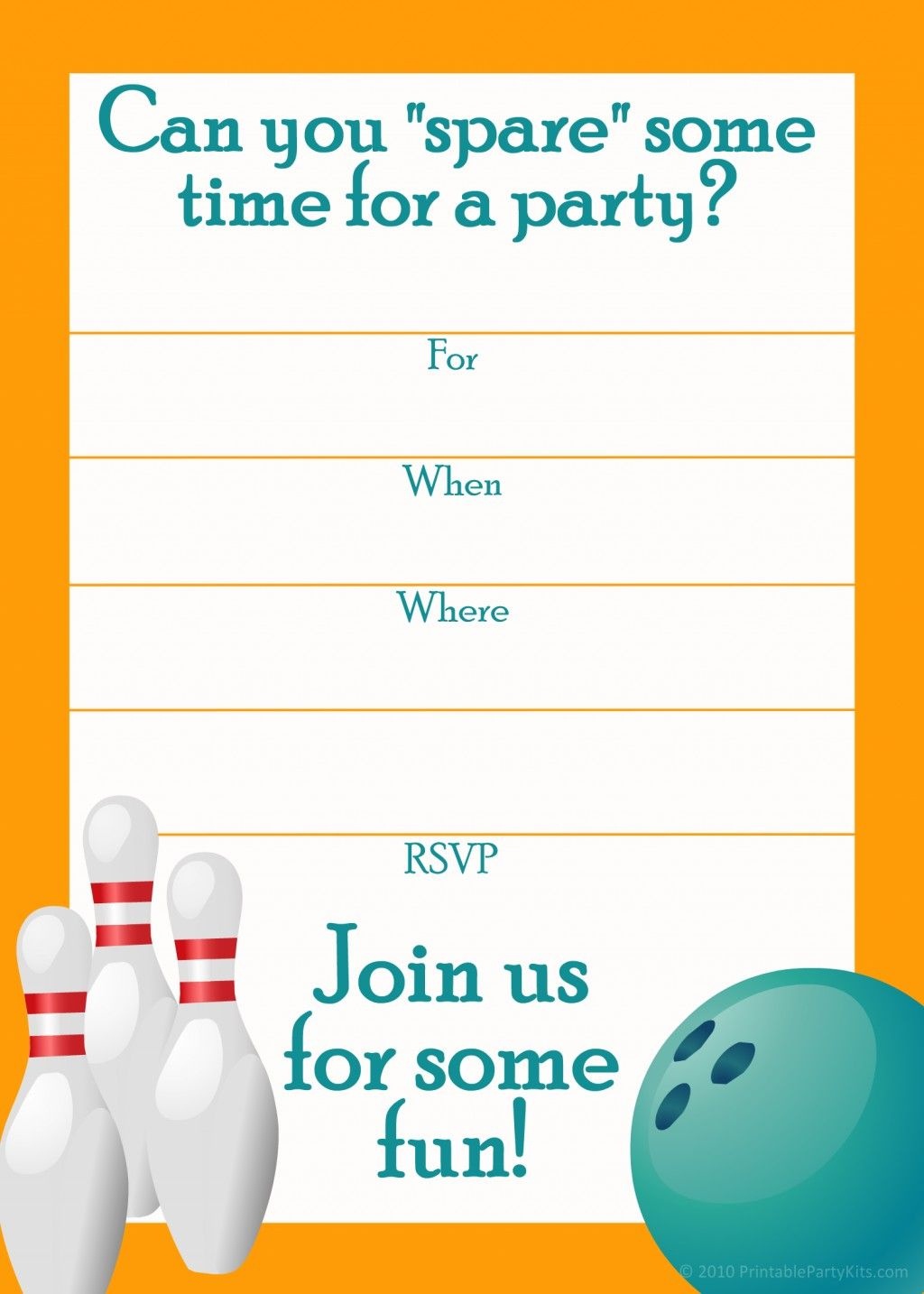 Free Printable Sports Birthday Party Invitations Templates | Dakota - Free Printable Bowling Invitation Templates