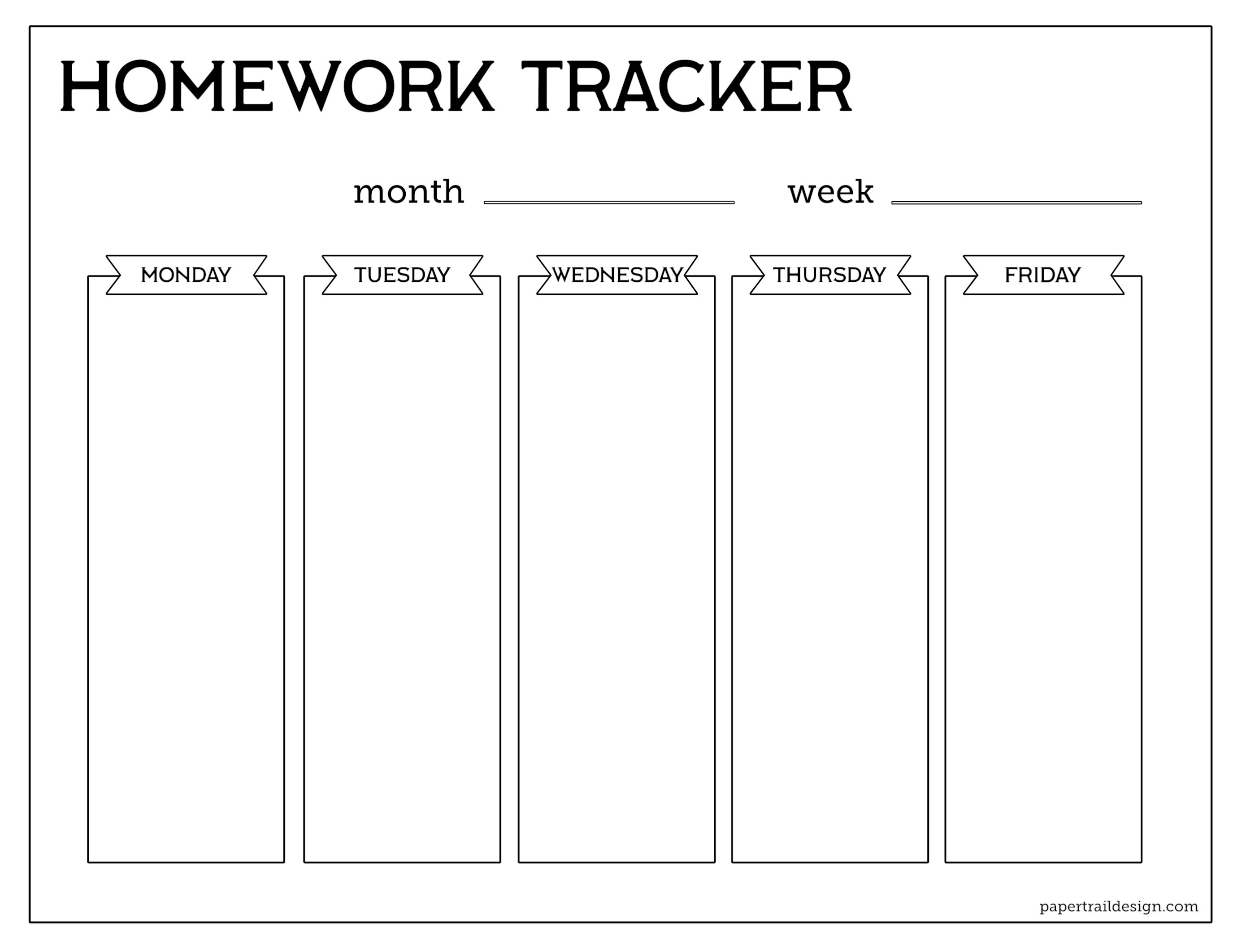 Free Printable Student Homework Planner Template - Paper Trail Design - Free Printable Homework