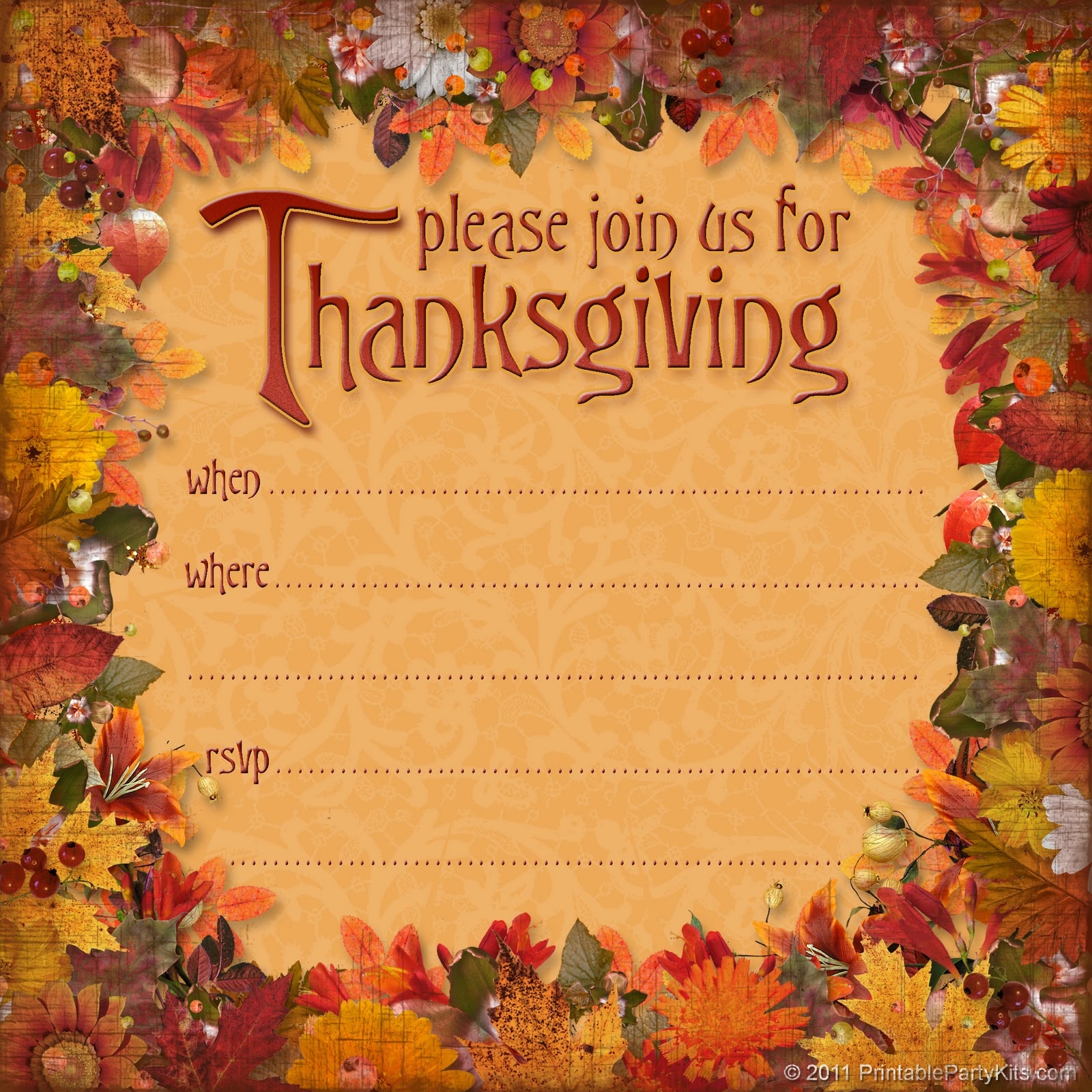 Free Printable Thanksgiving Invitations – Happy Easter - Free Printable Thanksgiving Invitations