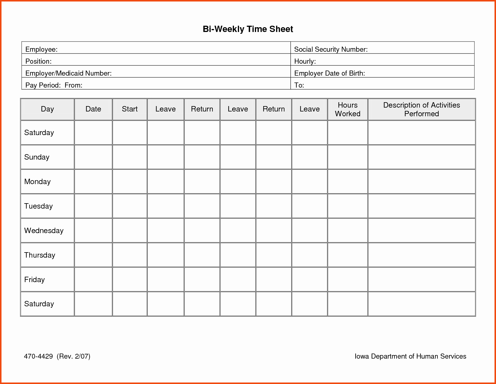 Time Card Templates Free Printable