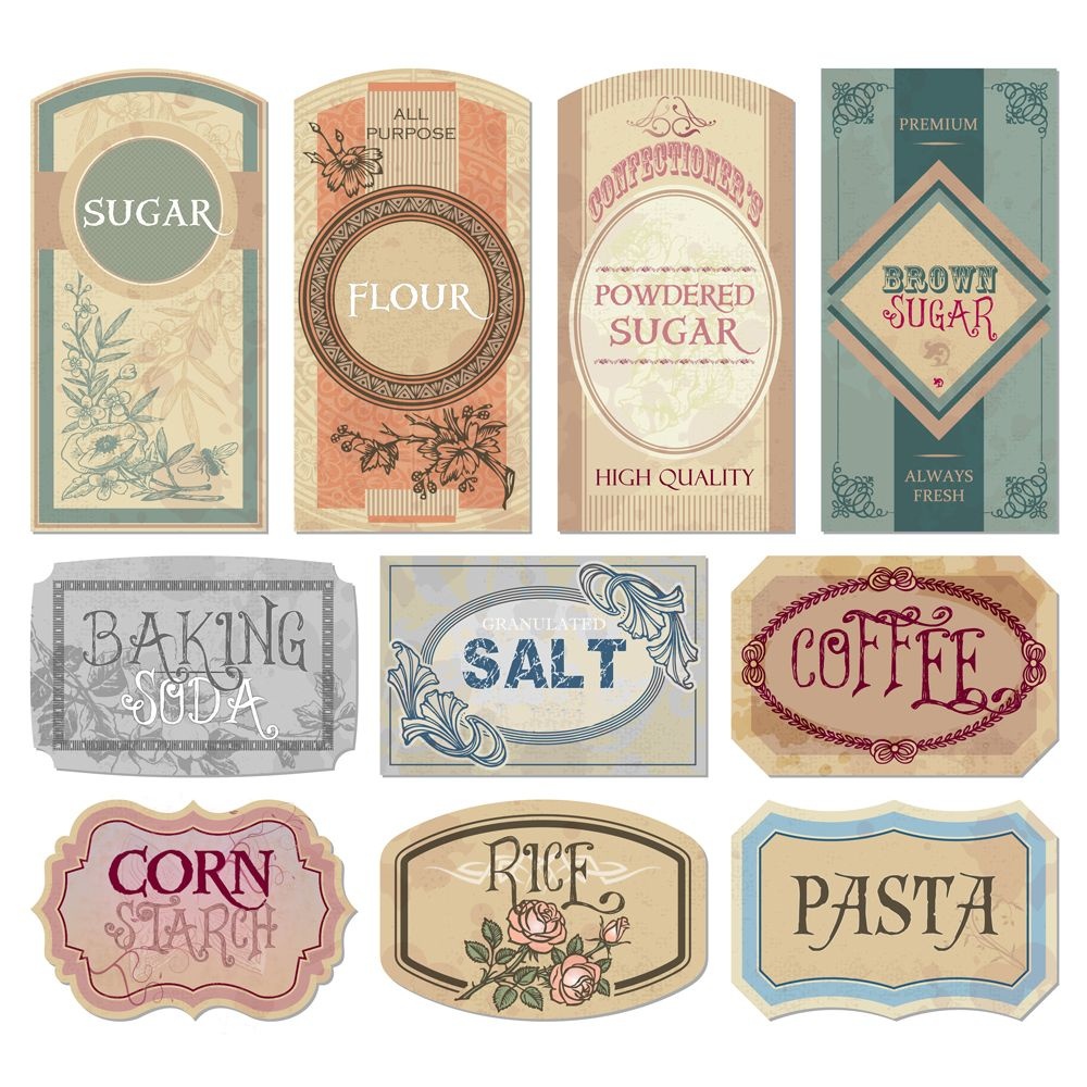 Free Printable Vintage Labels For Jars And Canisters To Organize - Free Printable Vintage Labels