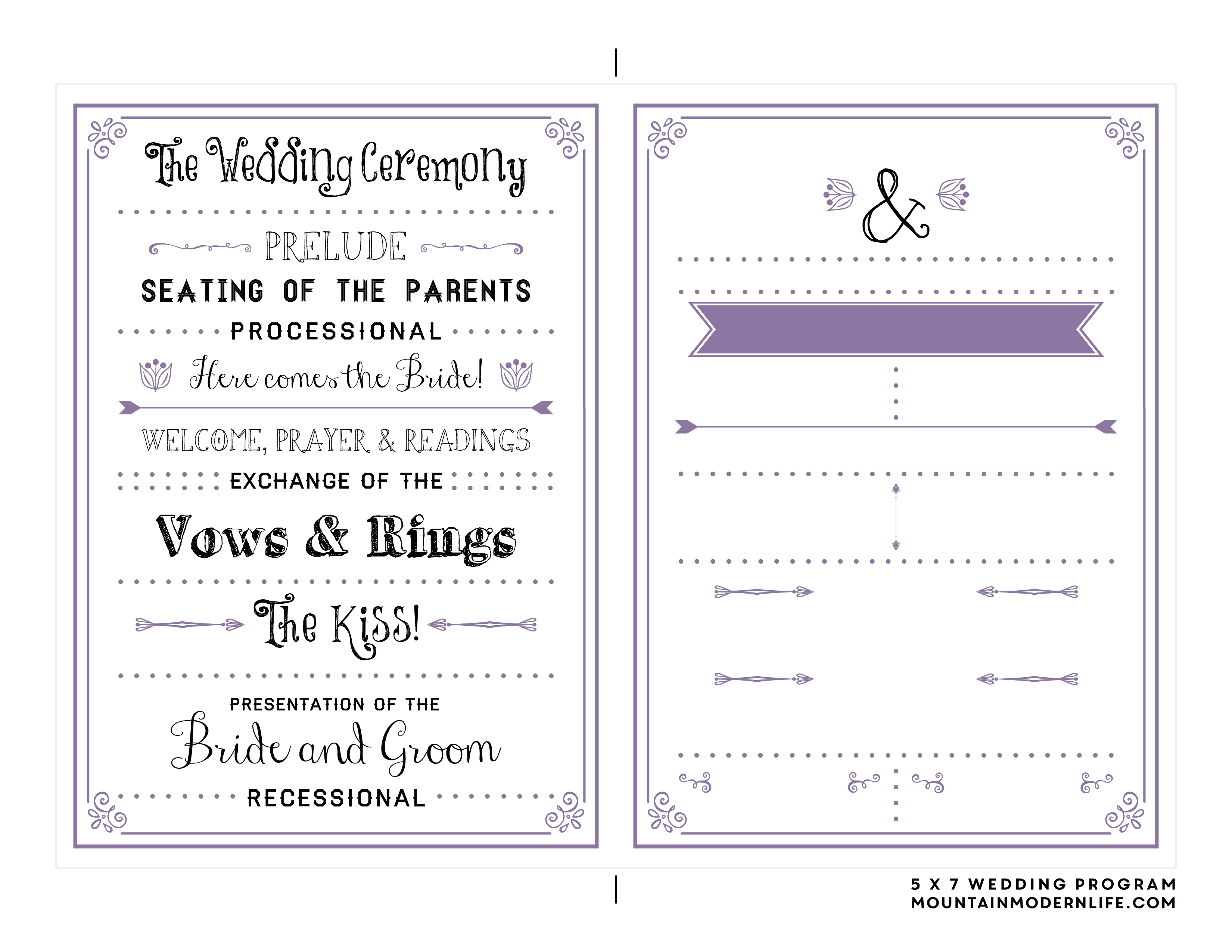 Free Printable Wedding Program | Mountainmodernlife - Free Printable Fan Wedding Programs