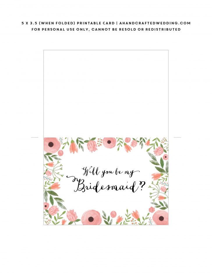 Will You Be My Bridesmaid Free Printable