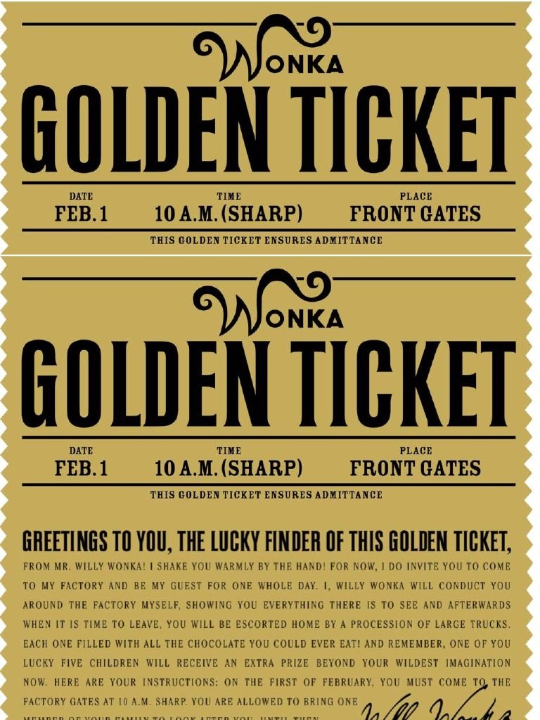 Wonka Golden Ticket Template