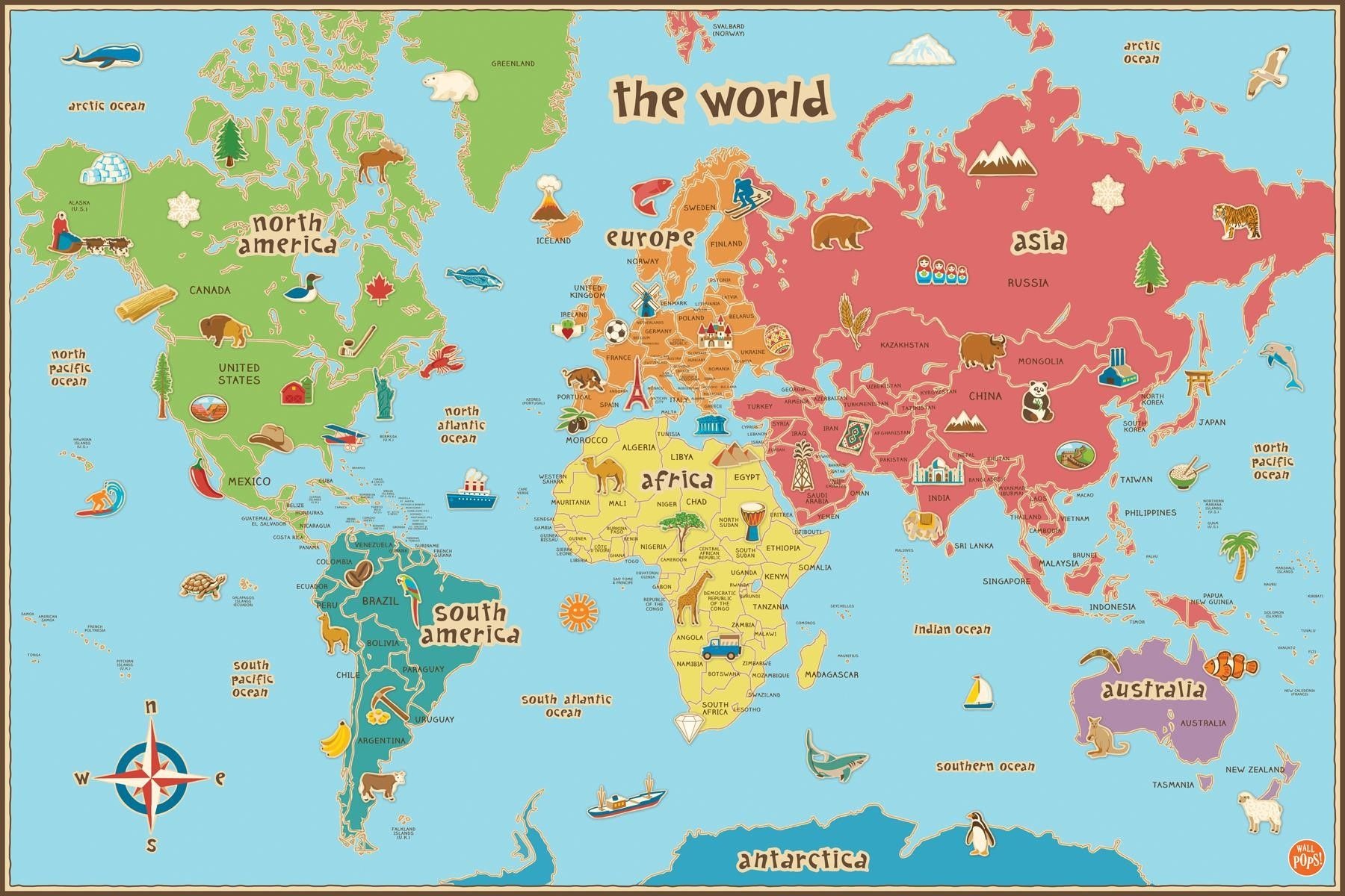 Coloring Free Printable World Map For Kids Within Roundtripticket