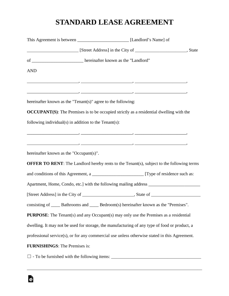 Apartment Lease Agreement Free Printable Free Printable