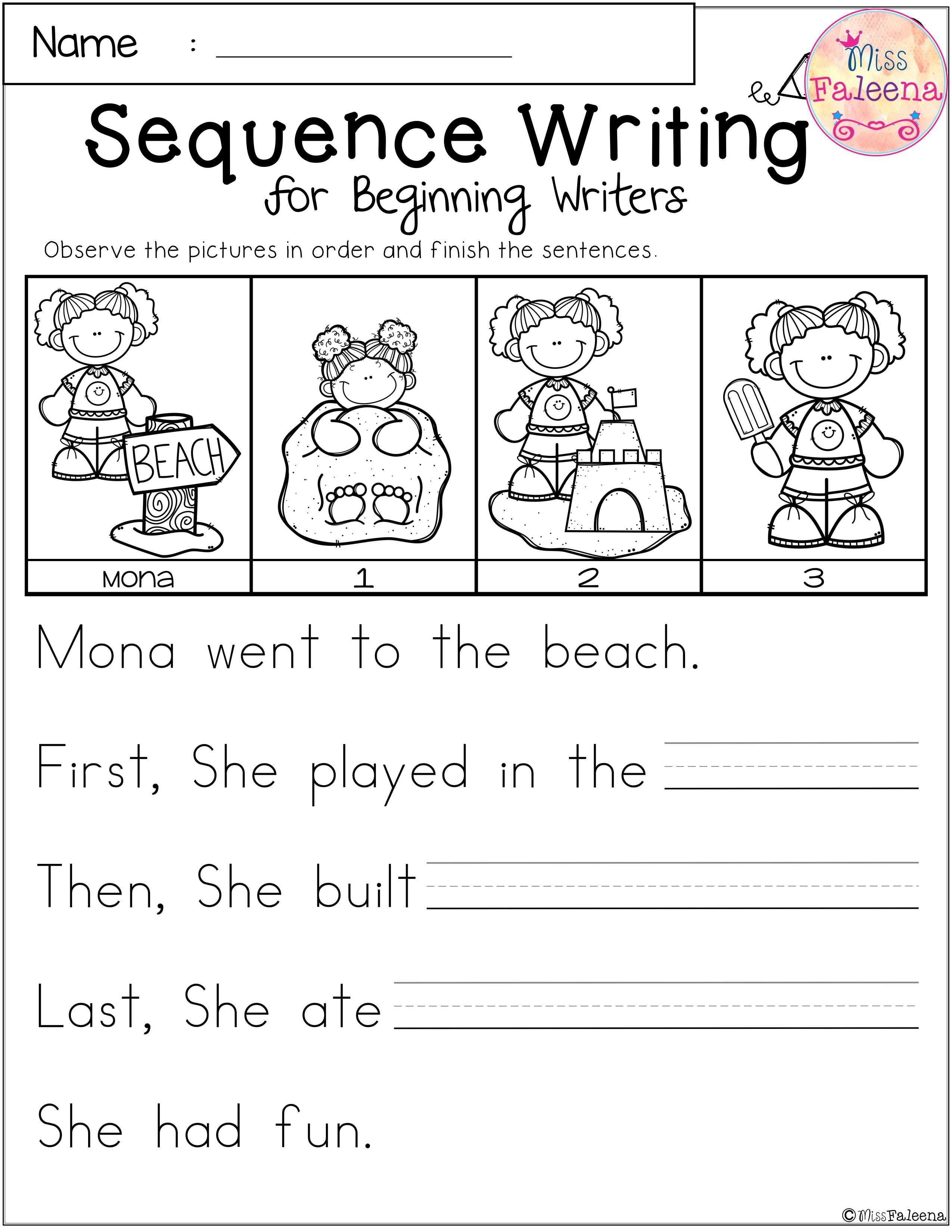 Free Sequence Writing For Beginning Writers | Dear Teachers - Free Printable Sequencing Worksheets For Kindergarten