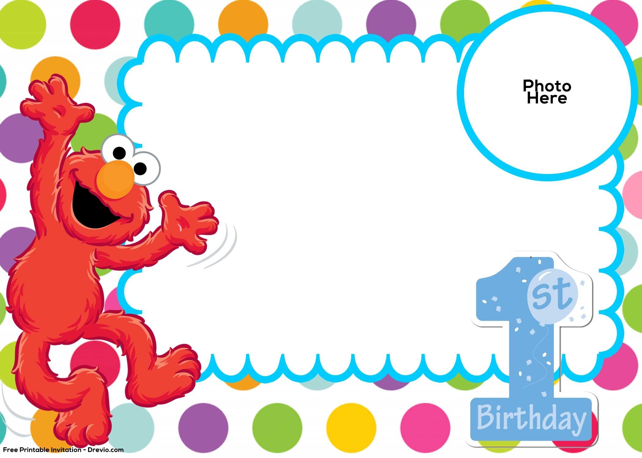 Free Sesame Street 1St Birthday Invitation Template | Plaza Sesamo - Free Printable Sesame Street Cupcake Toppers