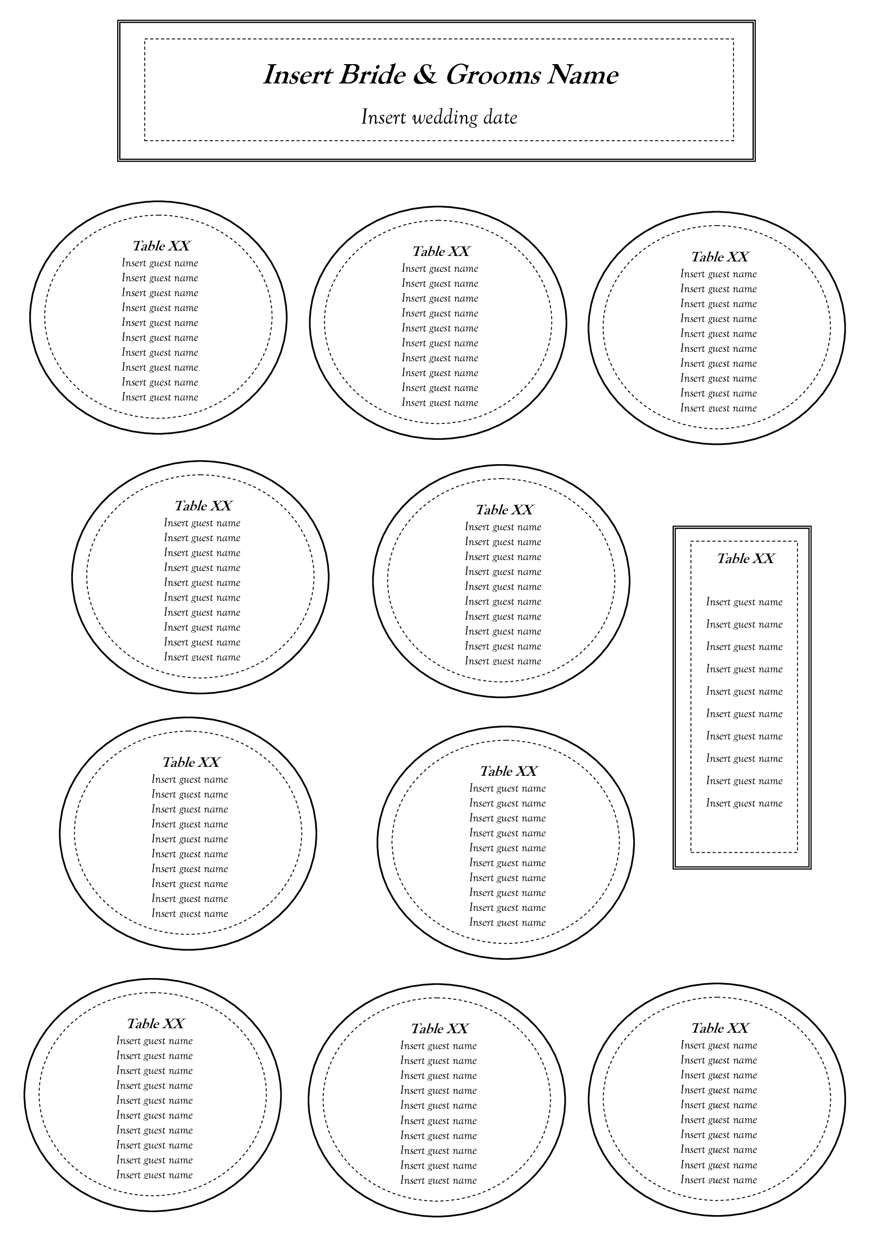 Free Table Seating Chart Template | Seating Charts In 2019 | Seating - Free Printable Wedding Seating Chart Template
