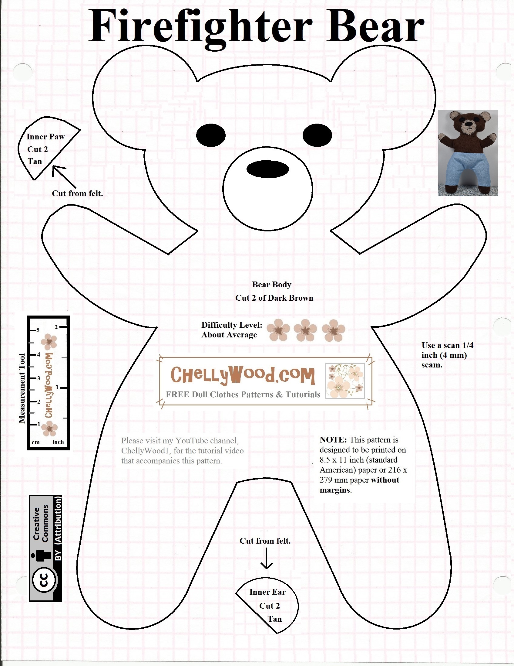 Free #teddybear #plush #toy Pattern @ Chellywood – Free - Free Teddy Bear Patterns Printable