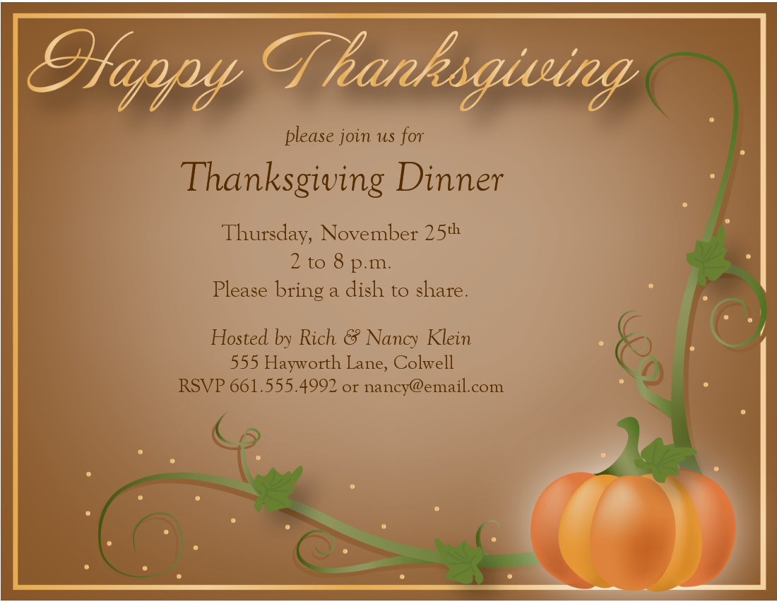 Free Thanksgiving Dinner Invitations Templates – Happy Easter - Free Printable Thanksgiving Invitation Templates