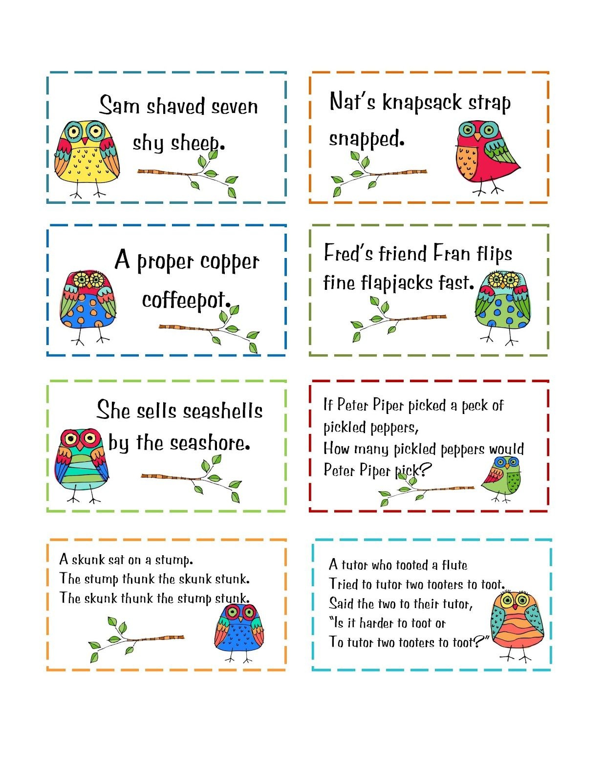 Free Printable Tongue Twisters - Free Printable