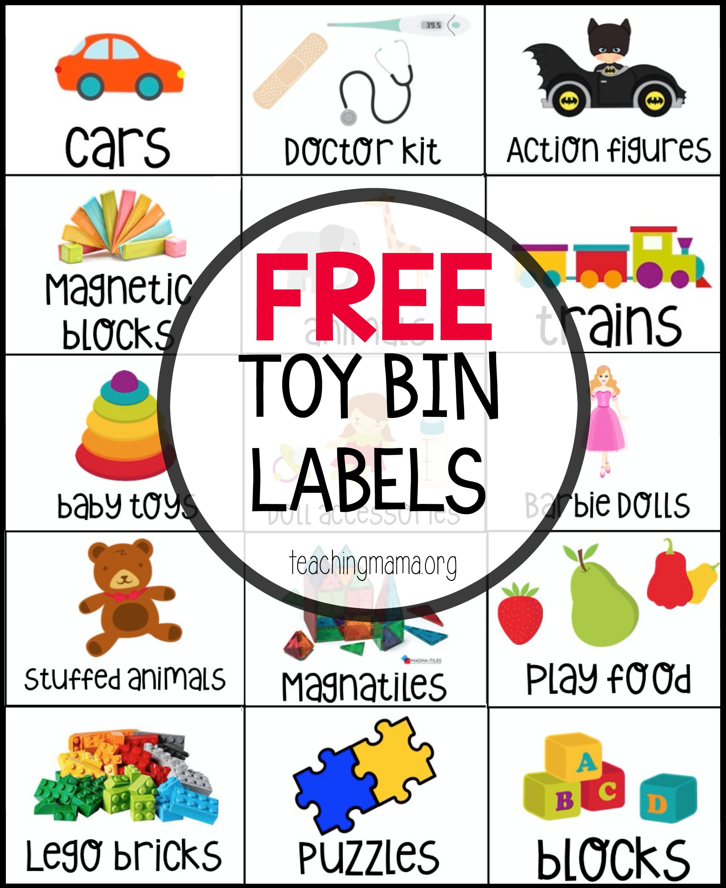 Free Toy Bin Labels - Free Printable Book Bin Labels