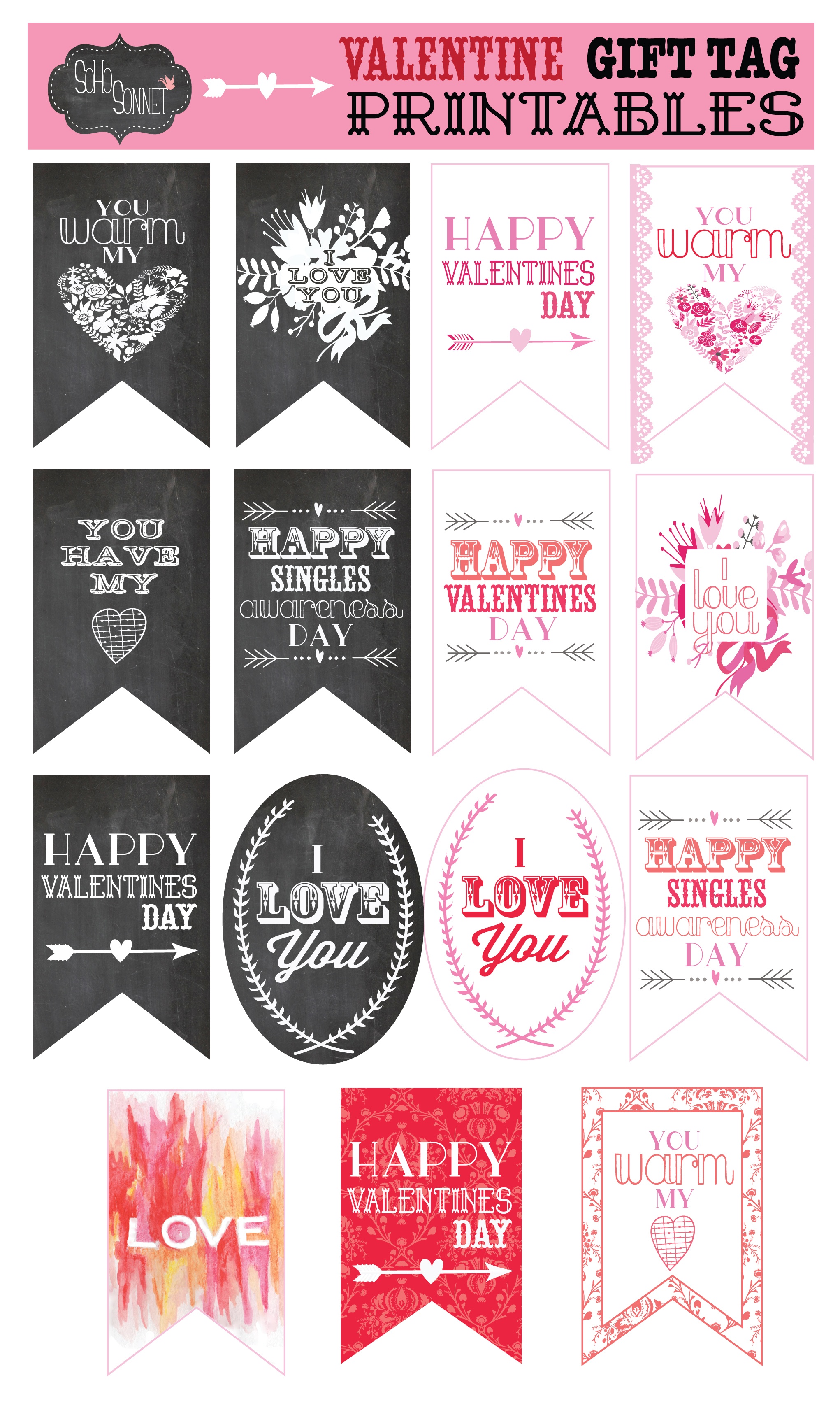 Free Valentine Gift Tag Printables - Sohosonnet Creative Living - Free Printable Valentine Tags