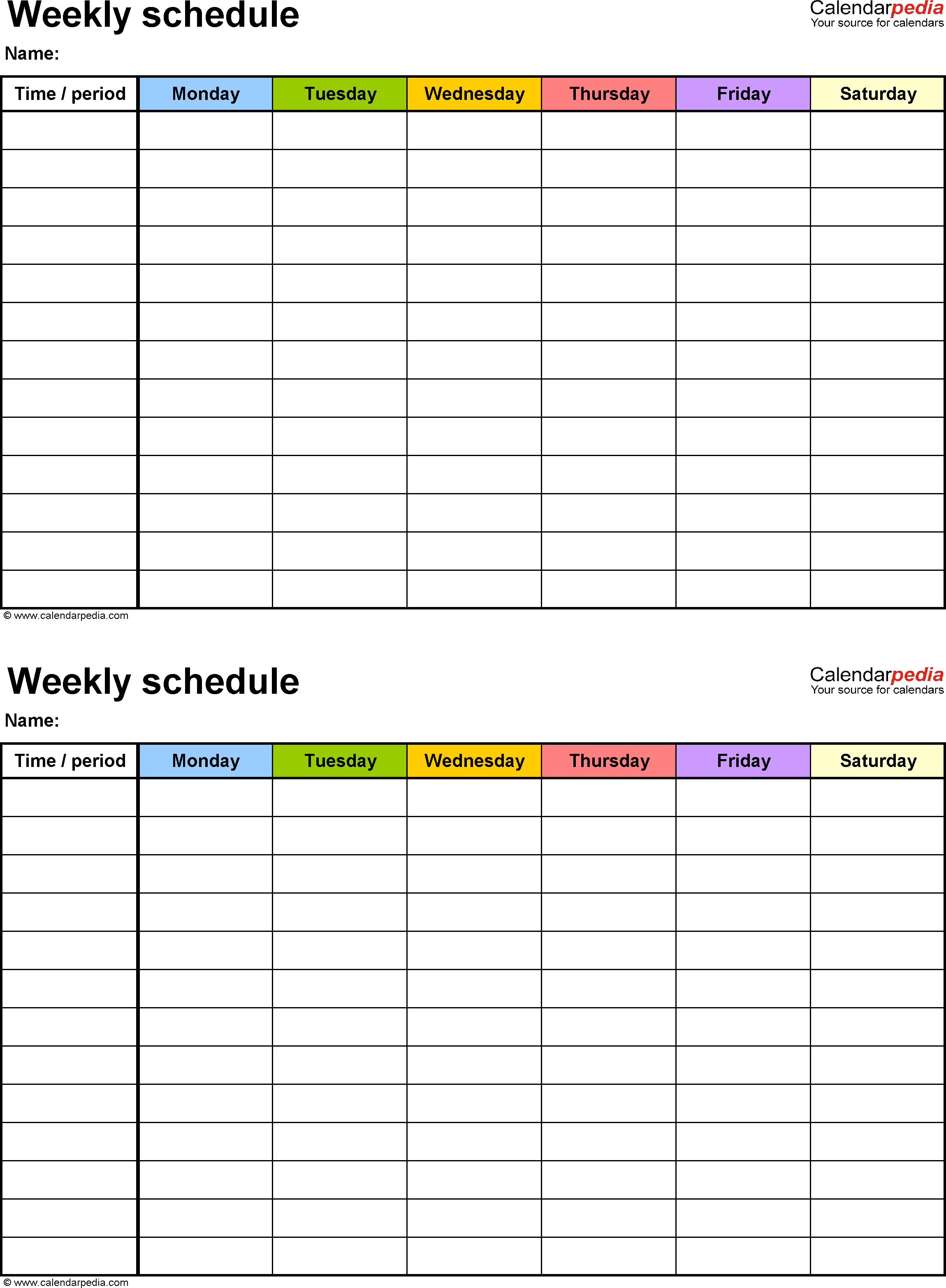 Free Weekly Schedule Templates For Pdf - 18 Templates - Free Printable Schedule