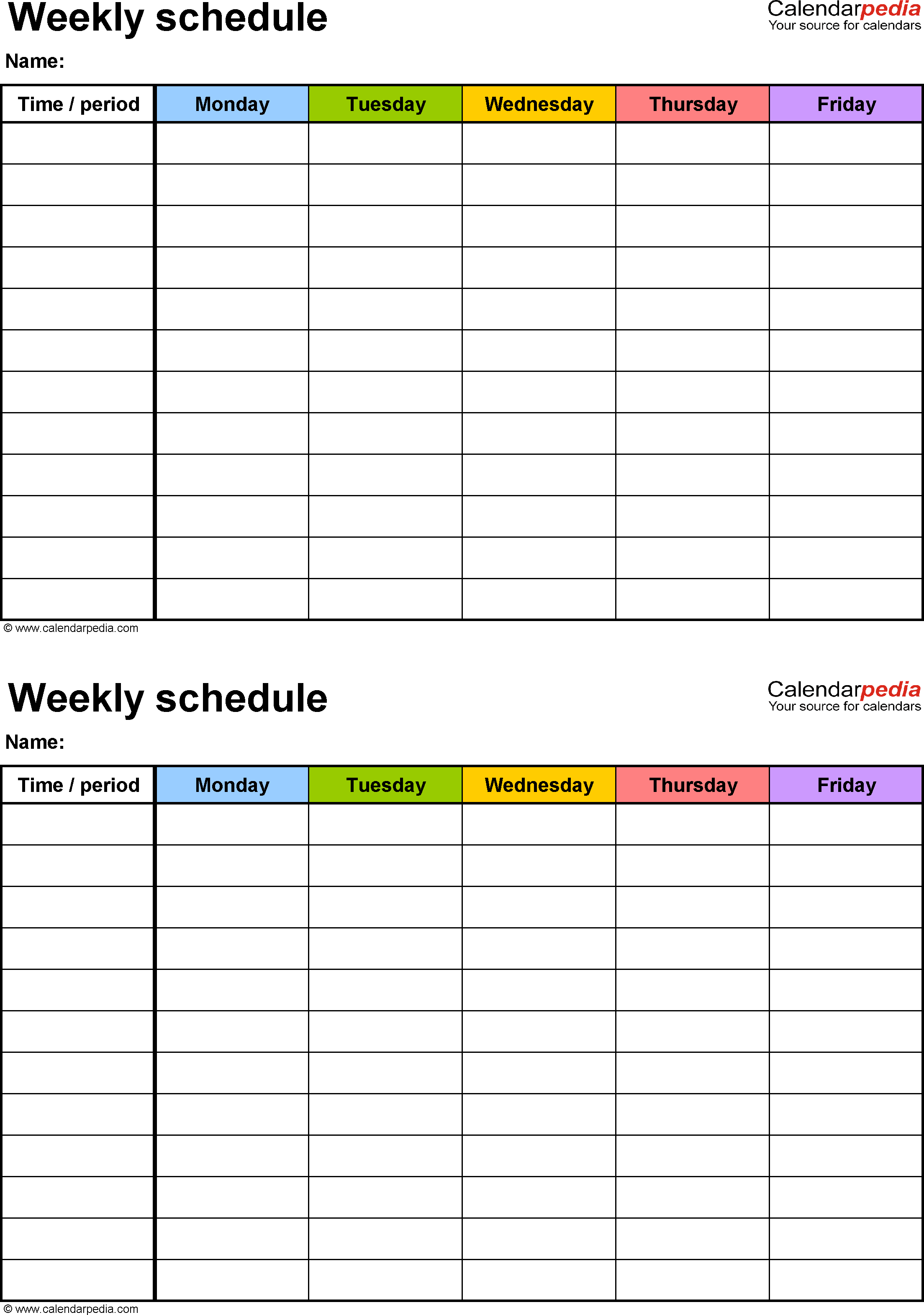 Free Weekly Schedule Templates For Pdf - 18 Templates - Free Printable Schedule