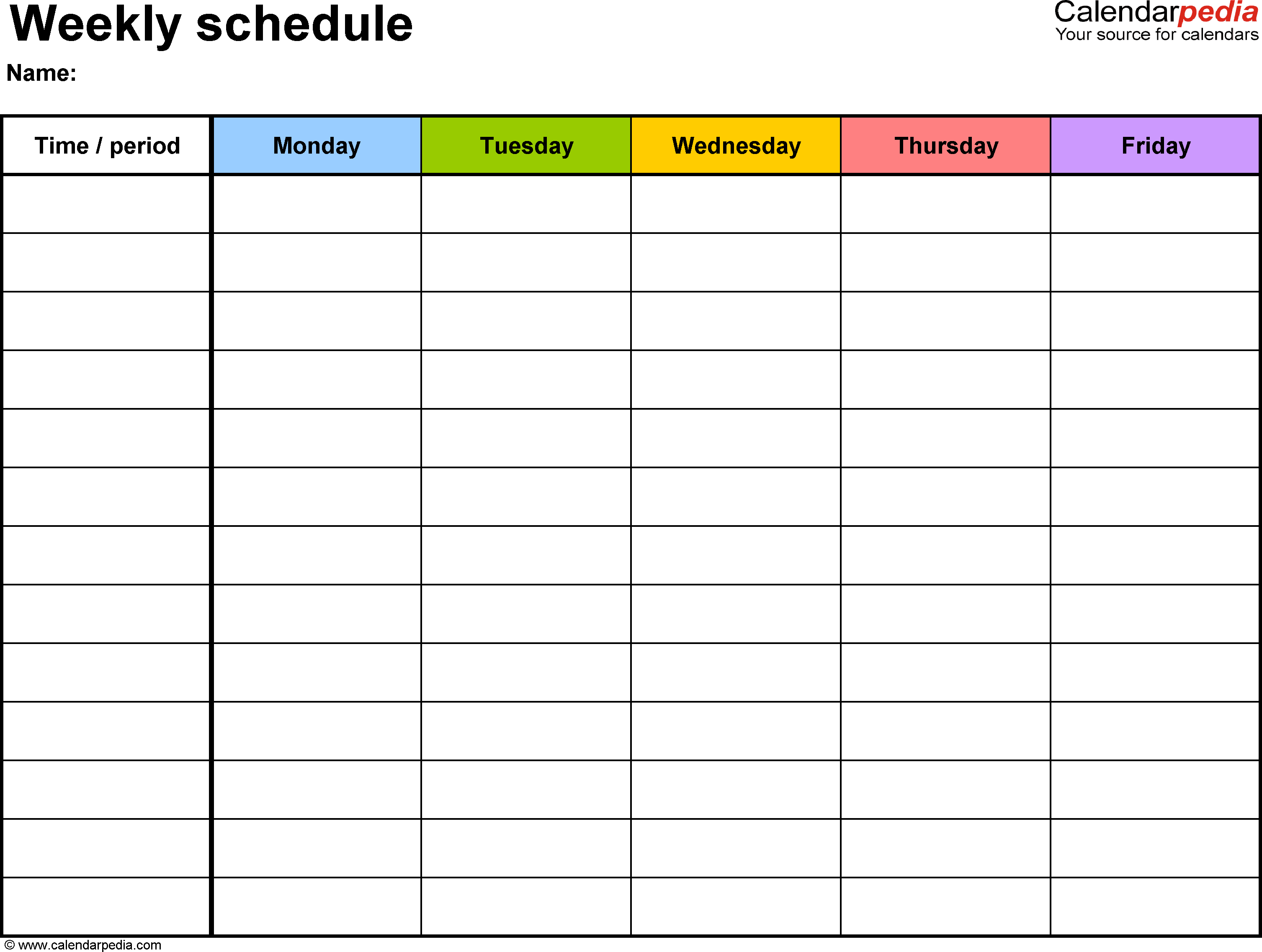 weekly work schedule template printable