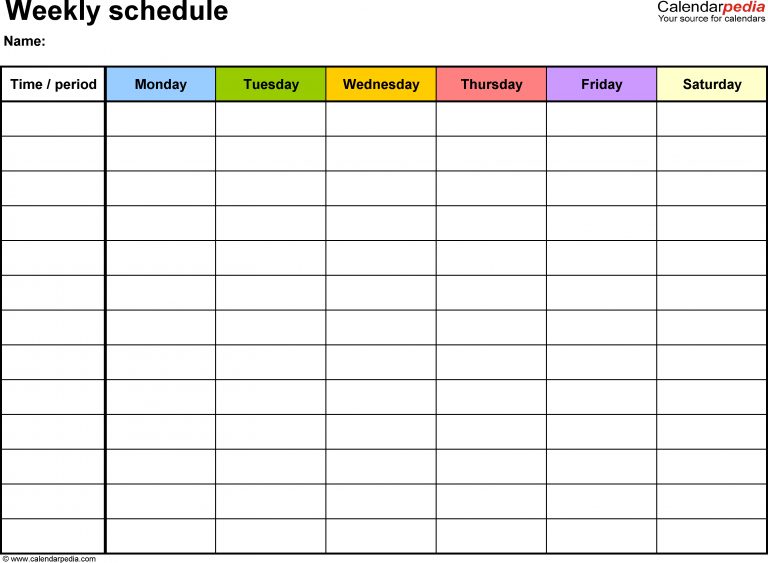 Free weekly schedule templates for word 18 templates free printable work schedule maker 