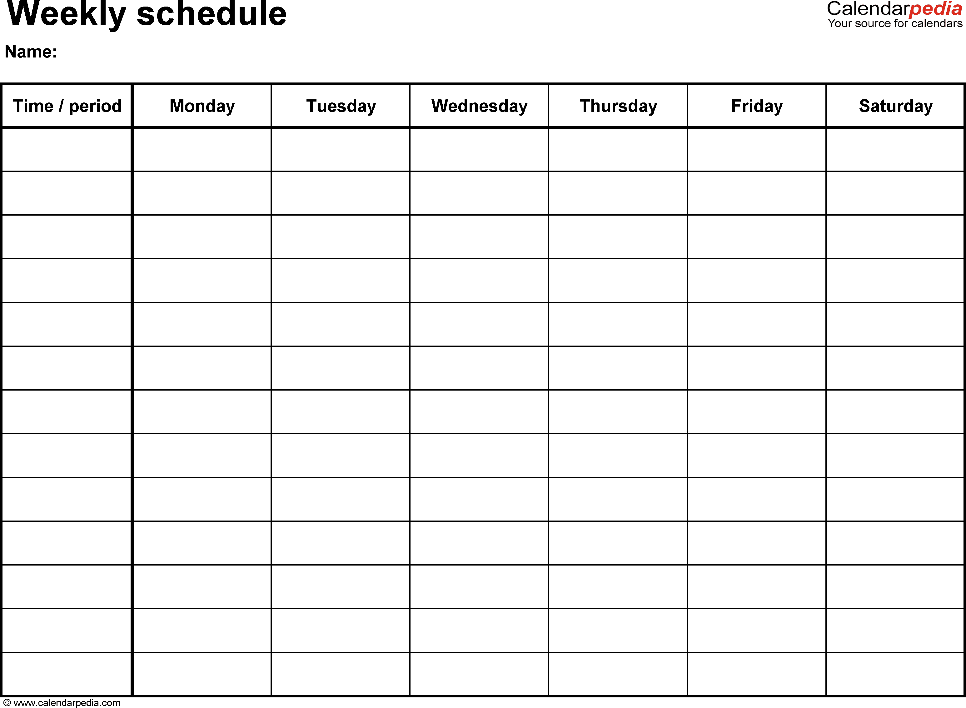 weekly work schedule template word