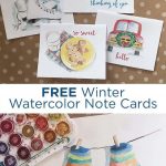 Free Winter Watercolor Note Cards: Printable Greeting Cards   Free Printable Funny Thinking Of You Cards
