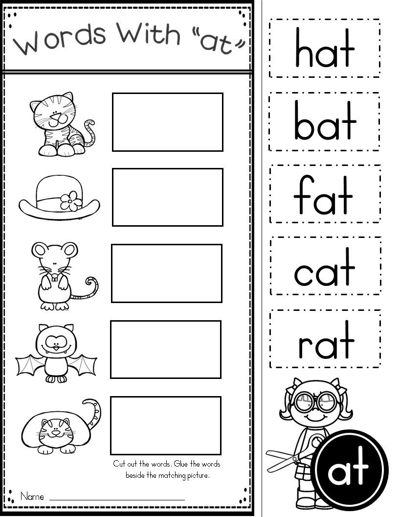 Free Word Family At Practice Printables And Activities | Preschool - Free Printable Rhyming Words Worksheets