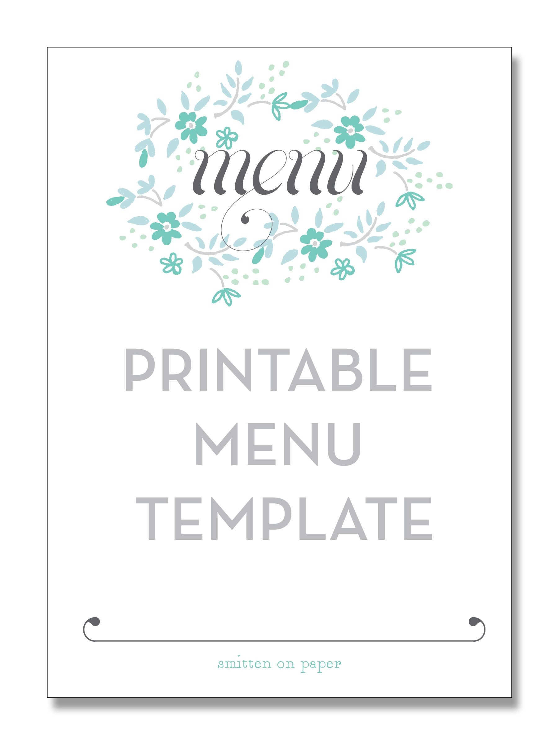 Freebie Friday: Printable Menu | Party Time! | Printable Menu, Menu - Free Printable Wedding Menu Card Templates