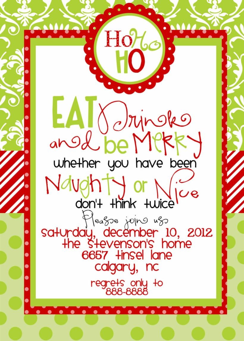 Funny Christmas Party Invitations Wording | Christmas Party - Holiday Invitations Free Printable