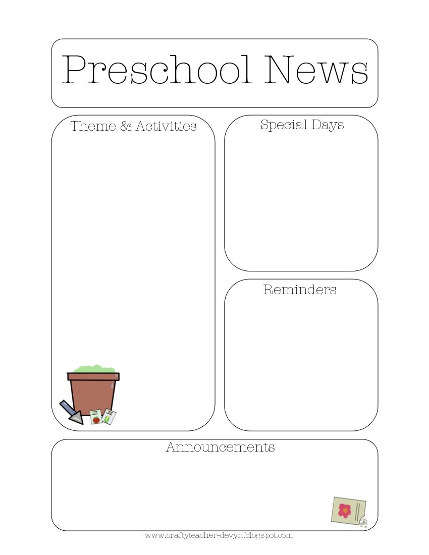Garden Theme Newsletter Template | The Crafty Teacher - Free Printable Preschool Newsletter Templates
