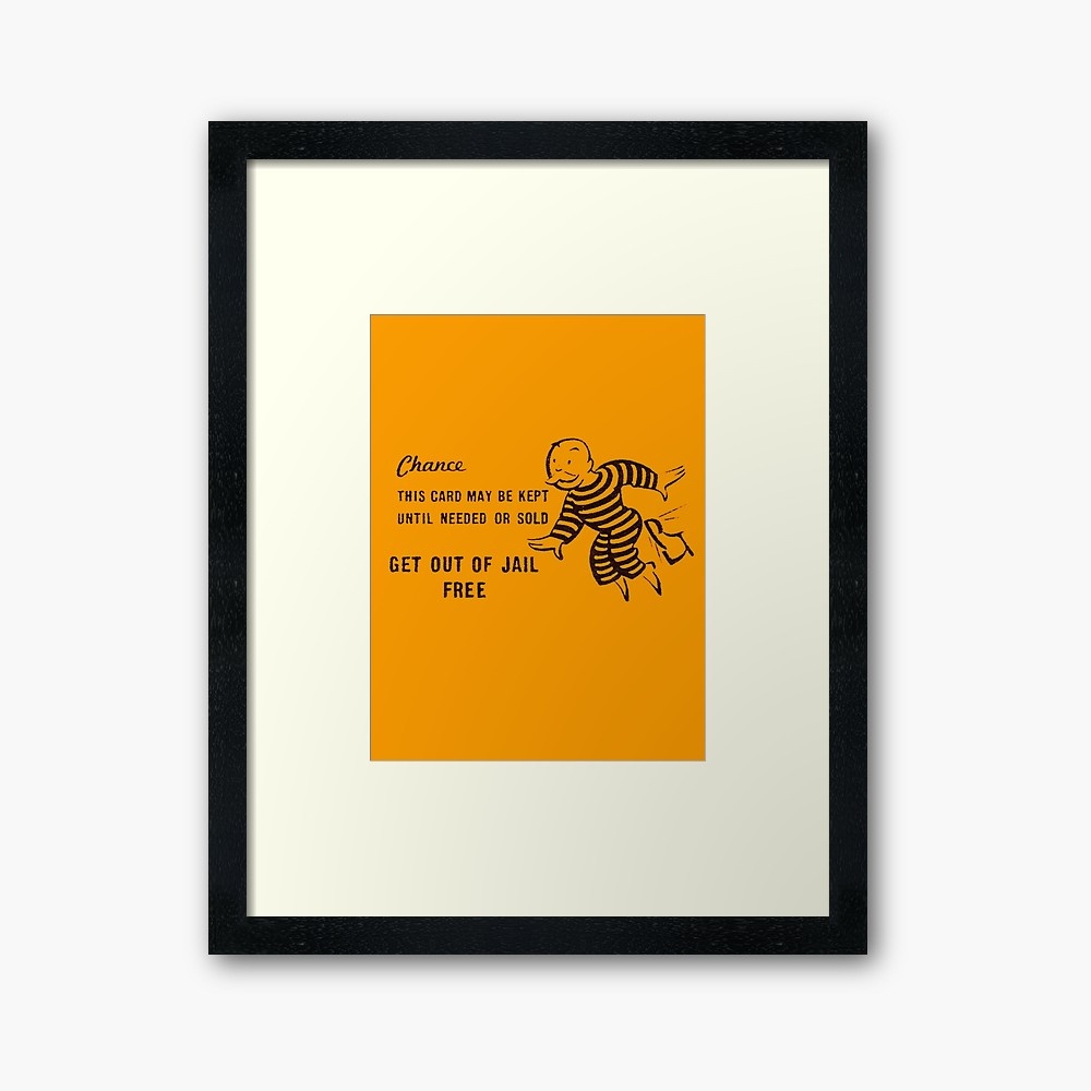 Get Out Of Jail Free&amp;quot; Framed Art Printdiabolical | Redbubble - Get Out Of Jail Free Card Printable