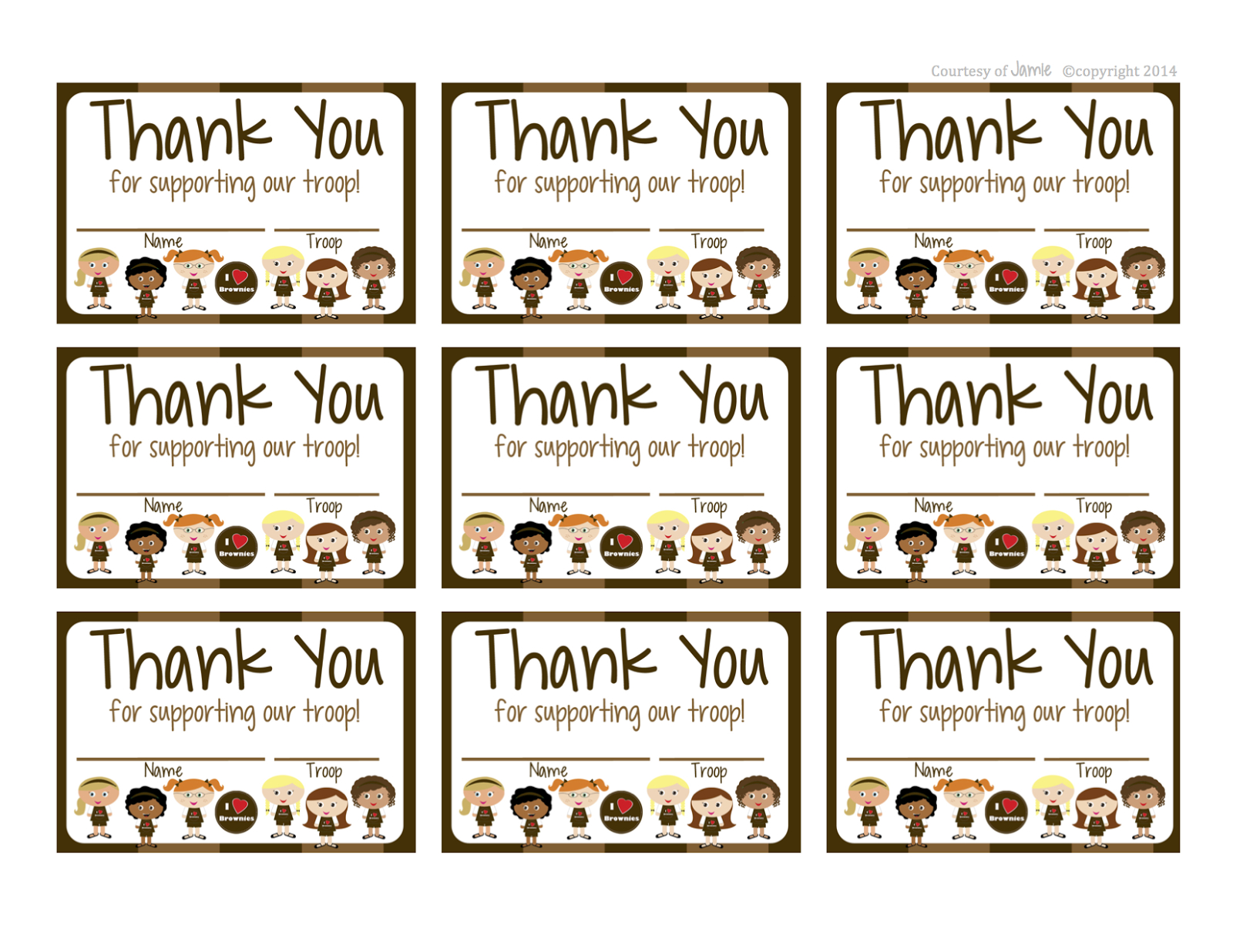 Girl Scouts: Brownies Free Printable Thank You Cards | Girl Scouts - Free Printable Eagle Scout Thank You Cards