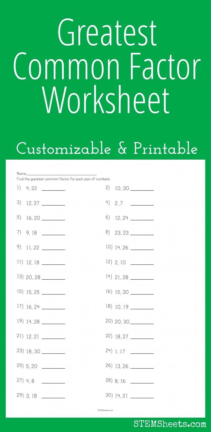 Free Printable Greatest Common Factor Worksheets | Free Printable