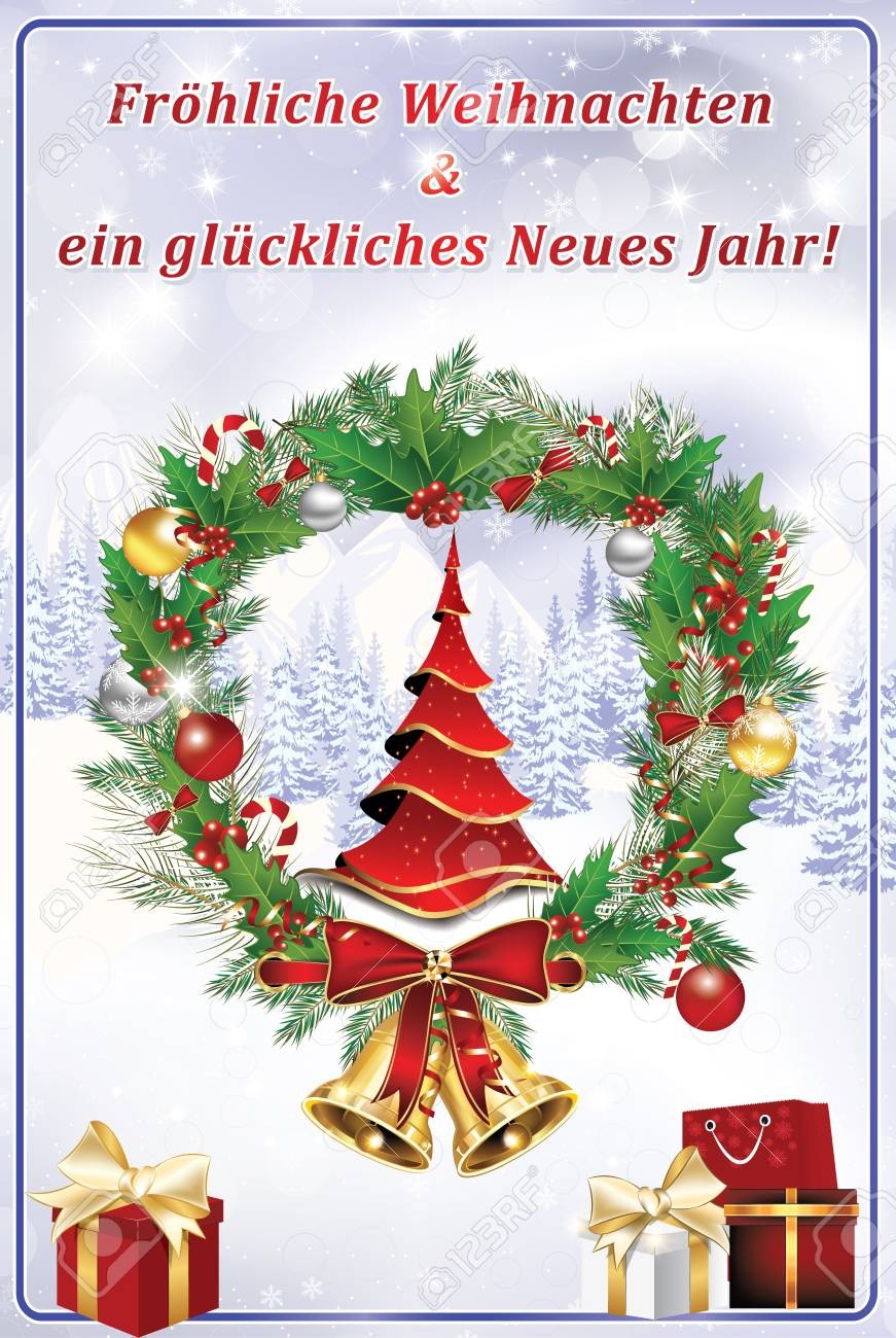 Greeting Card For The New Year With Text In German Language:.. Stock - Free Printable German Christmas Cards