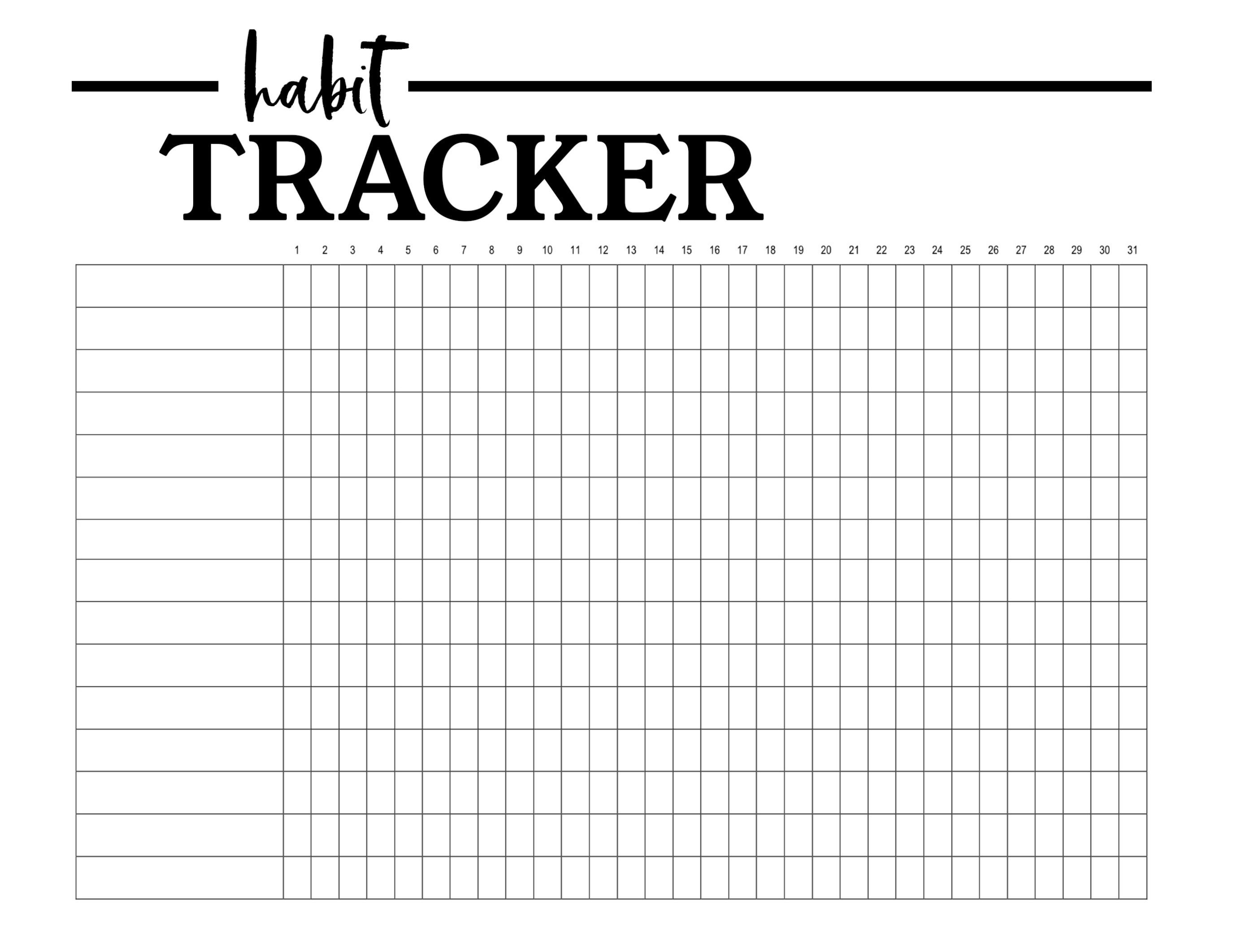 Habit Tracker Printable Planner Template - Paper Trail Design - Habit Tracker Free Printable