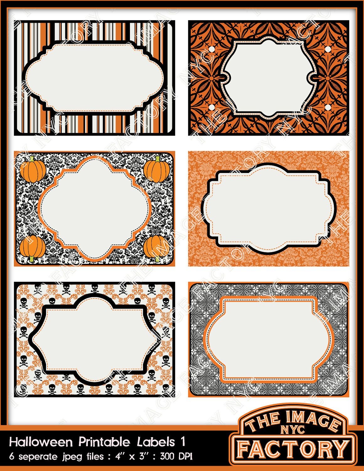 Halloween Printable Labels &amp;amp; Tags, For Gift Tags, Place Cards - Free Printable Damask Place Cards