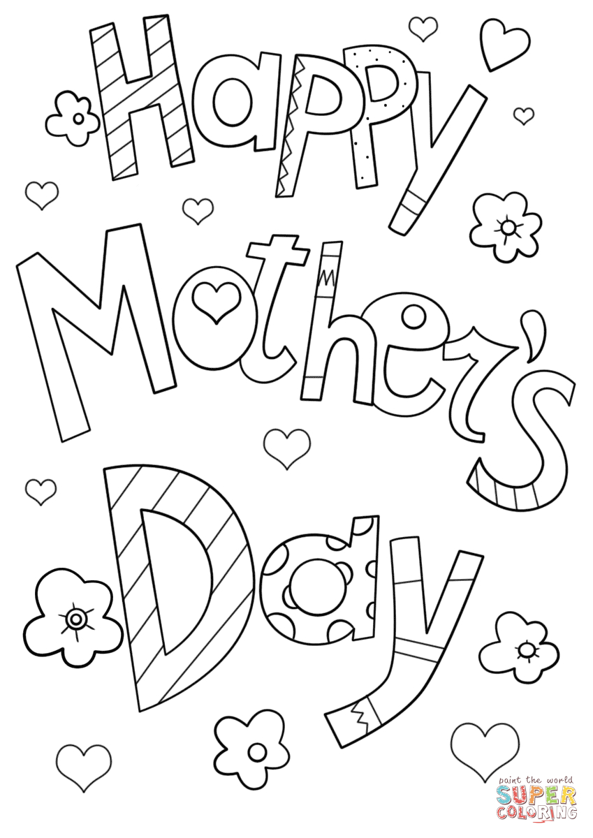 Happy Mother&amp;#039;s Day Doodle Coloring Page | Free Printable Coloring - Free Printable Mothers Day Coloring Pages