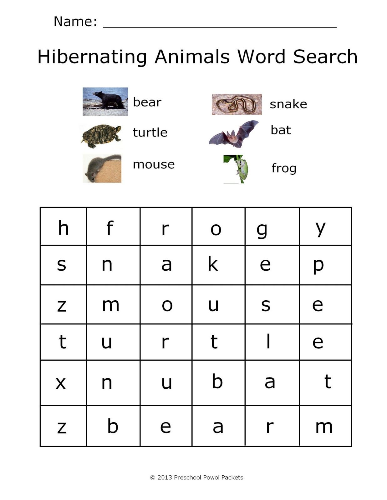 Hibernating Word Search Suitable For Prek | Hibernation | Kids Word - Free Printable Hibernation Worksheets