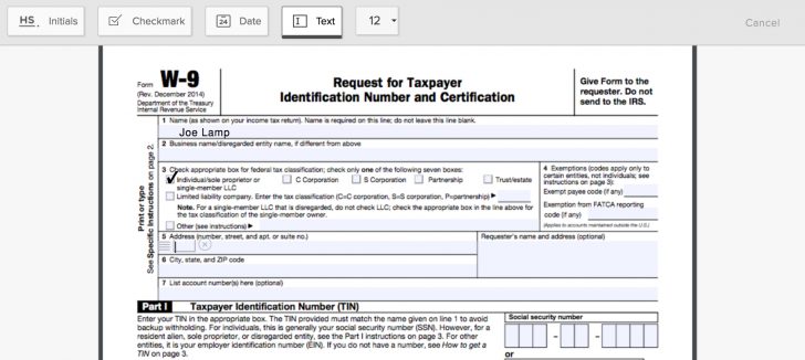 IRS Form W 9 Fillable Online