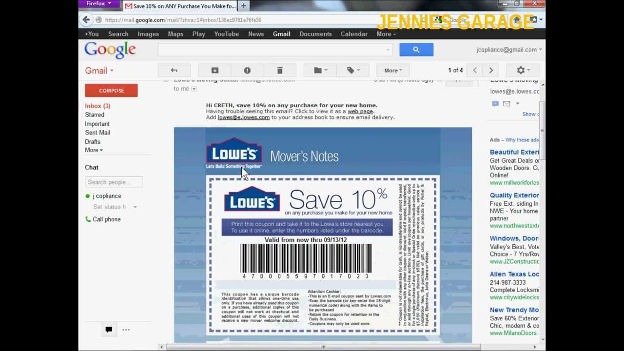 How To Get A Free Lowes 10% Off Coupon - Email Delivery - Youtube - Lowes Coupon Printable Free