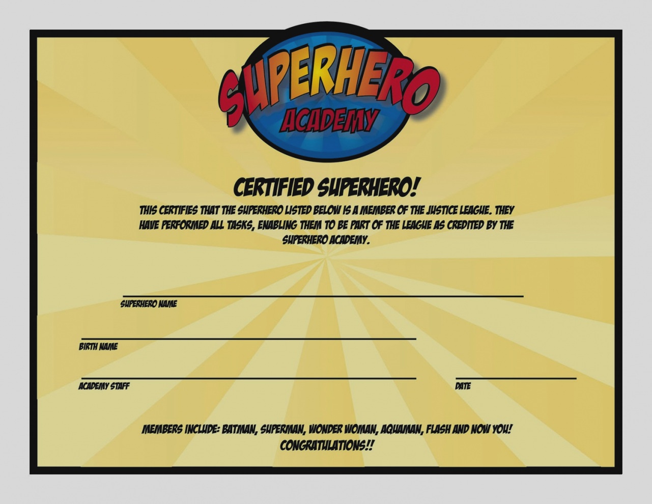 Ideas Collection For Superhero Certificate Template Free Of Proposal - Free Printable Superhero Certificates