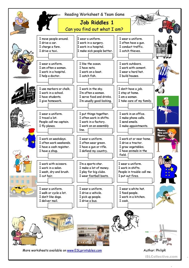 Job Riddles (1) Easy Worksheet Free Esl Printable Worksheets Free