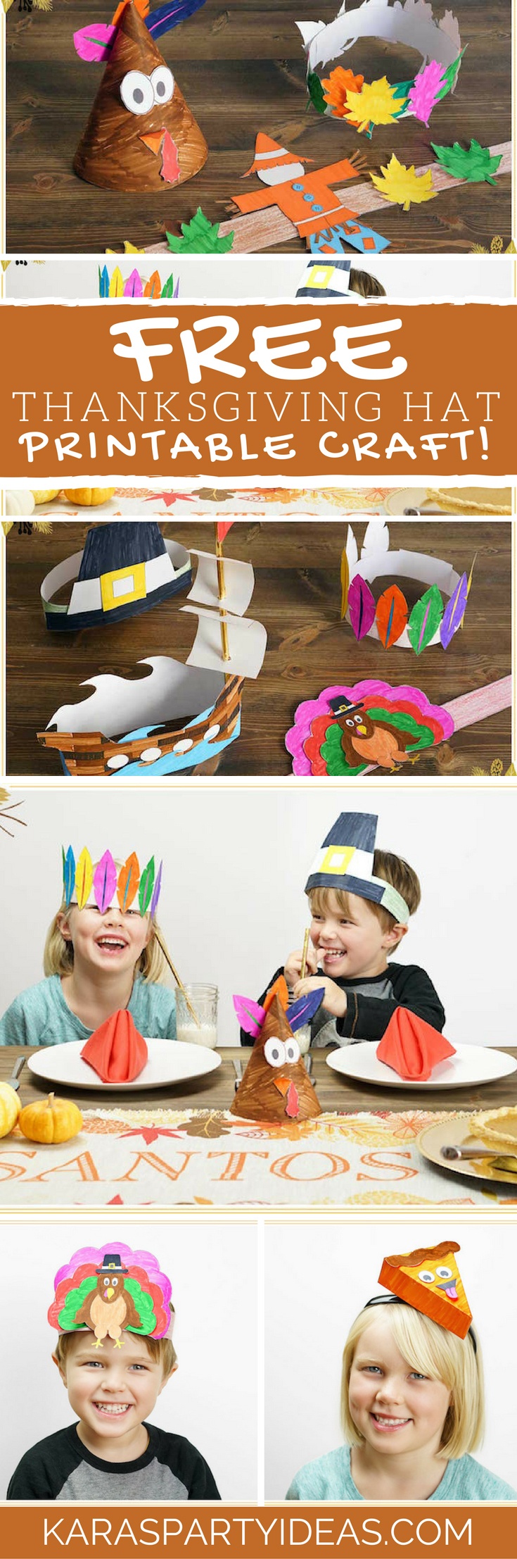 Kara&amp;#039;s Party Ideas Free Thanksgiving Hat Printable Crafts | Kara&amp;#039;s - Free Printable Thanksgiving Hats