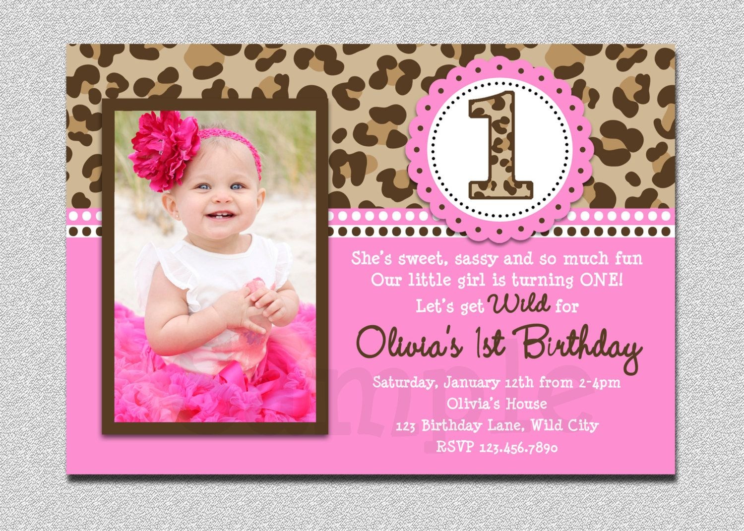 Leopard Birthday Invitation , 1St Birthday Party Invitation - Free Printable Cheetah Birthday Invitations