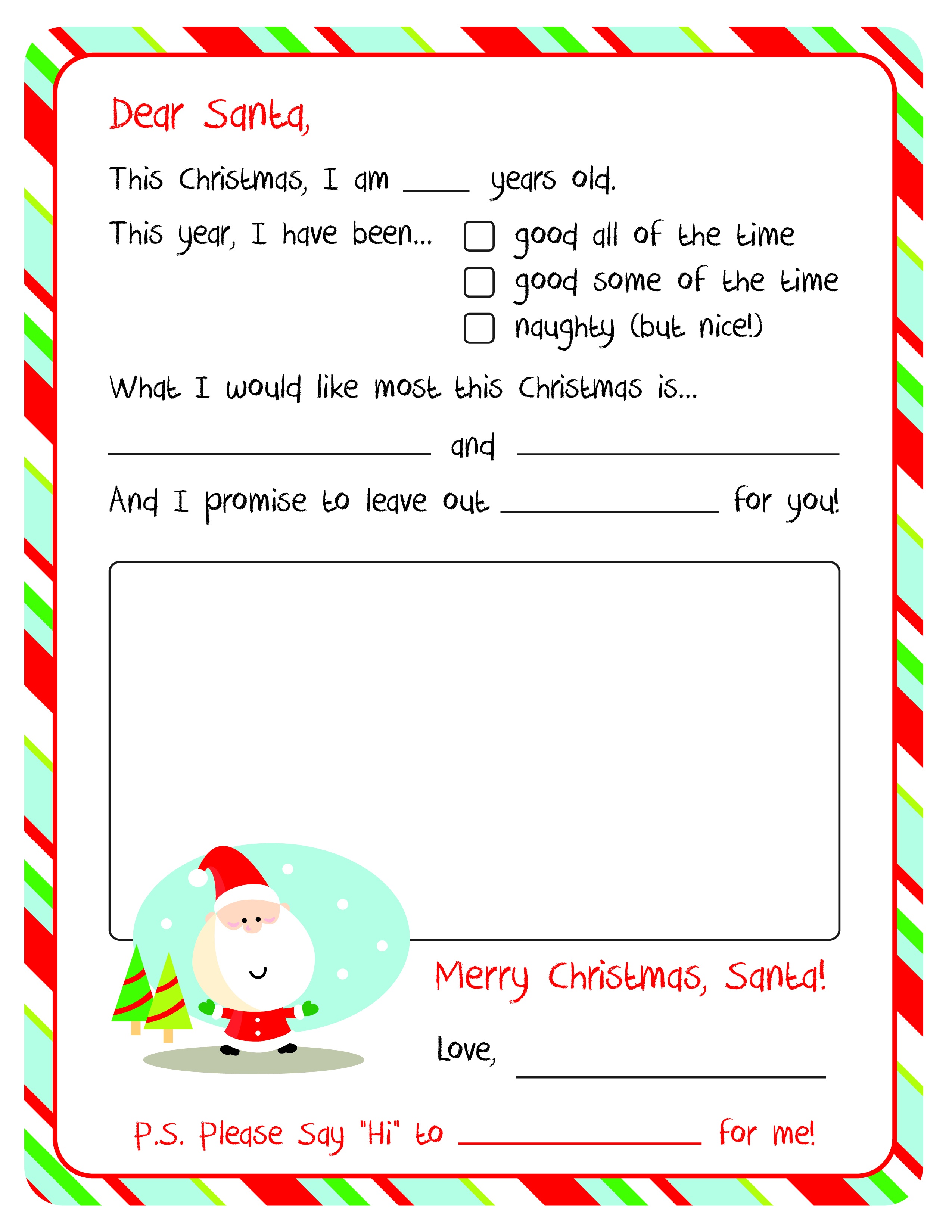 Letter To Santa – Free Printable - Free Printable Christmas Letters