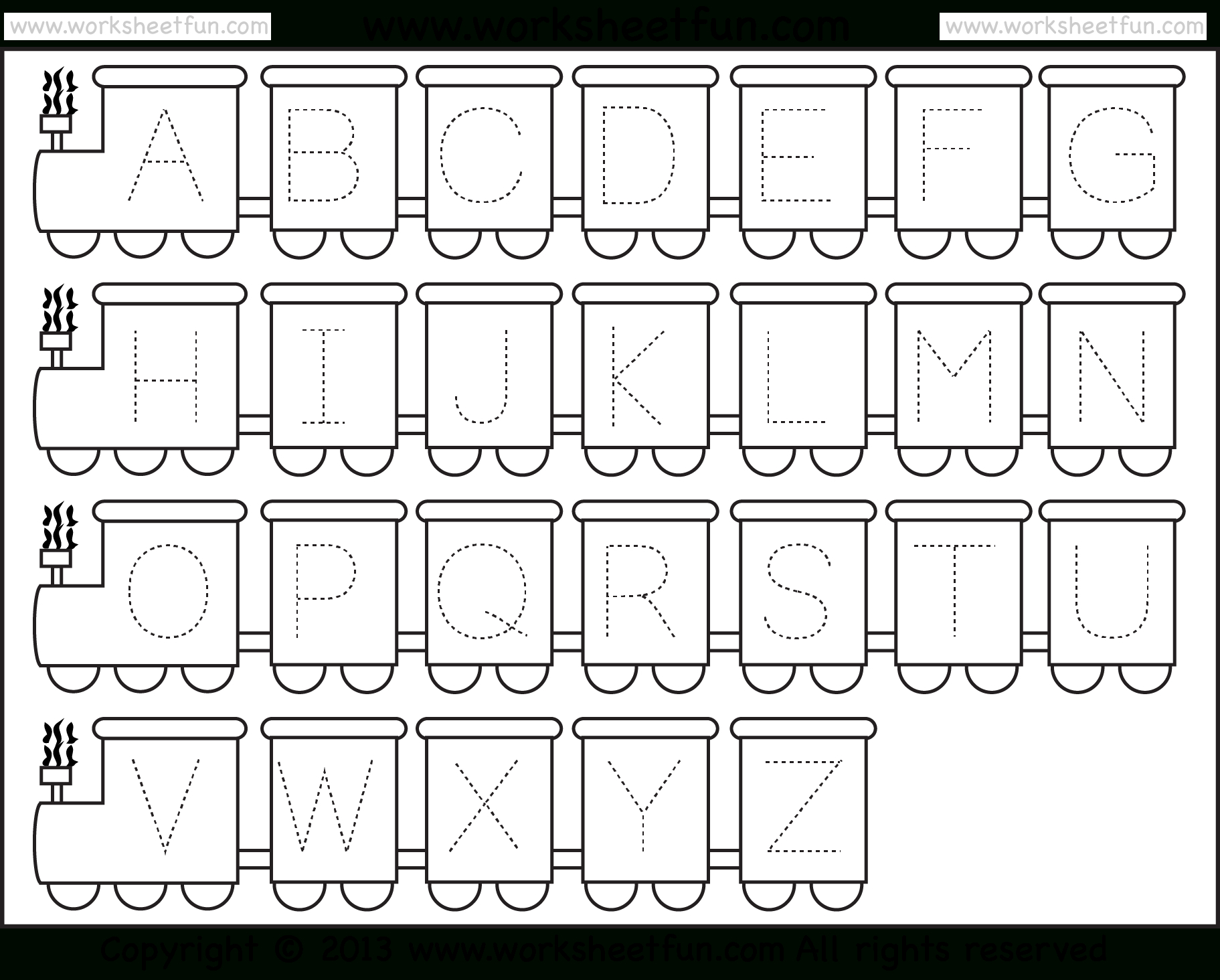 Letter Tracing Worksheet – Train Theme / Free Printable Worksheets - Free Printable Tracing Worksheets