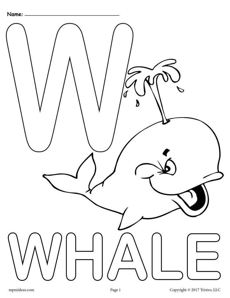 Letter W Alphabet Coloring Pages - 3 Free Printable Versions - Free Printable Preschool Alphabet Coloring Pages