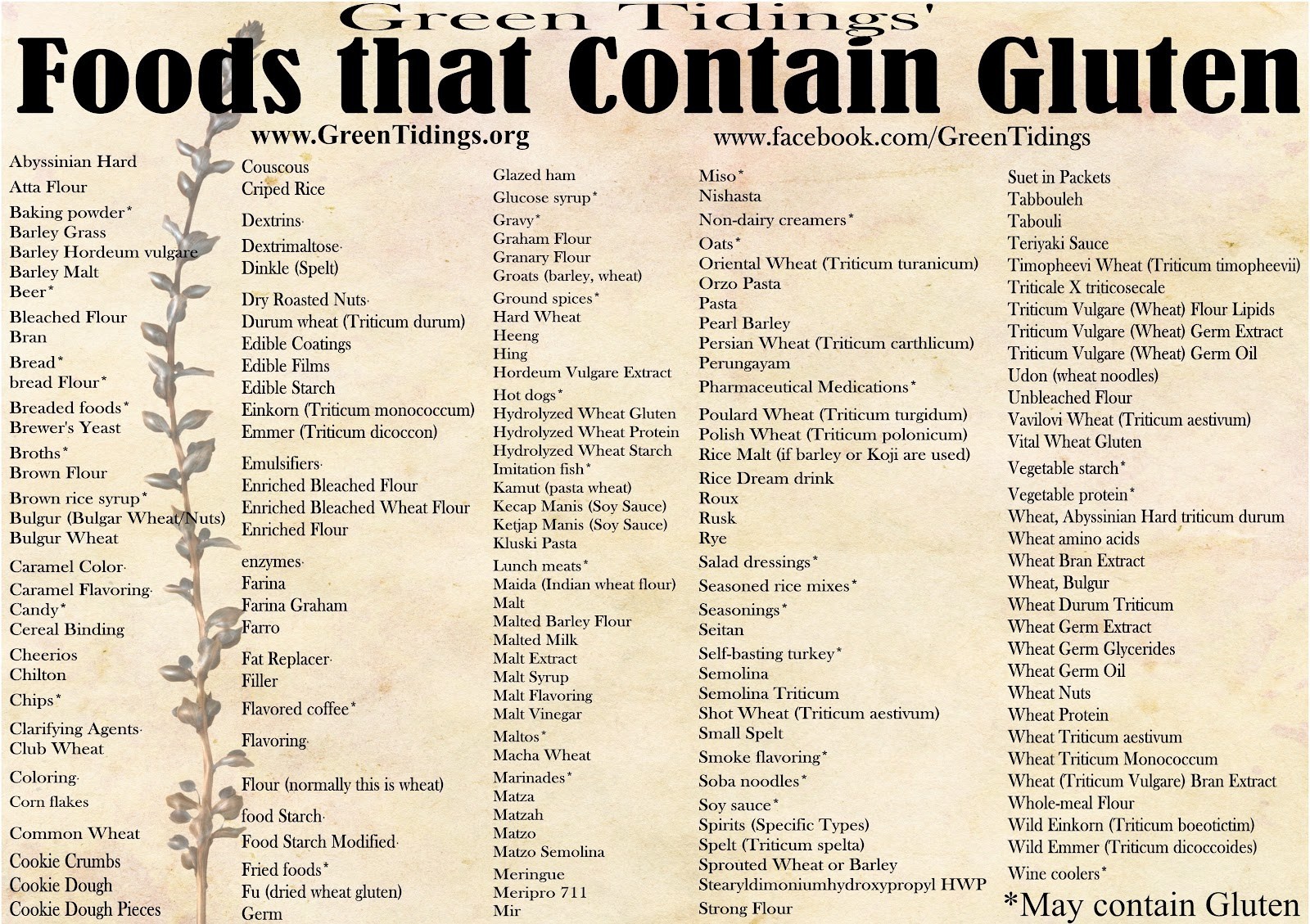 List Of Gluten Free Foods | Examples And Forms - Gluten Free Food List Printable