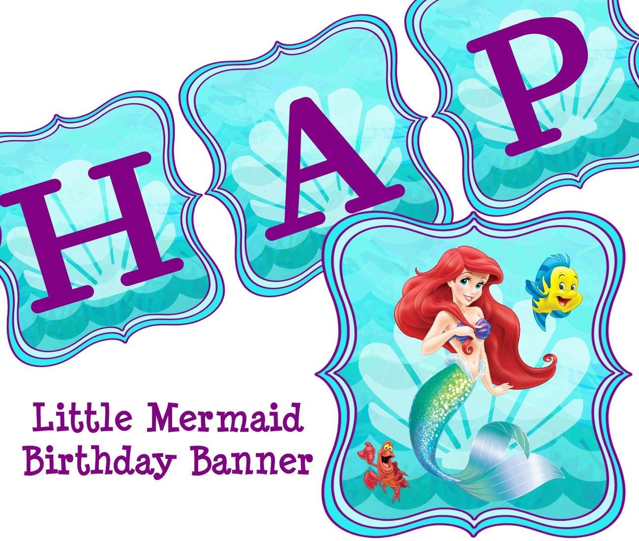 Little Mermaid Free Party Printables - Buscar Con Google | Lil - Free Printable Little Mermaid Birthday Banner
