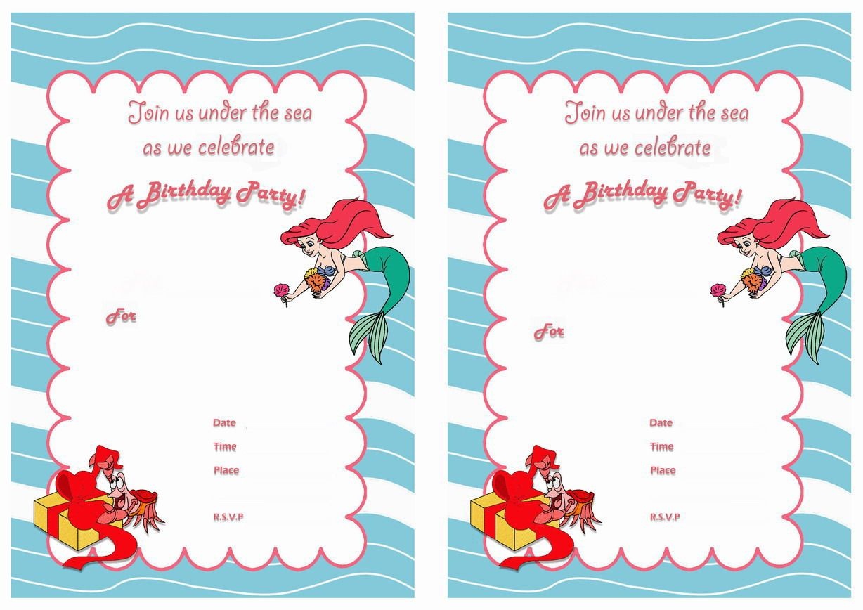 Little Mermaid Free Printable Birthday Party Invitations | Birthday - Mermaid Birthday Invitations Free Printable