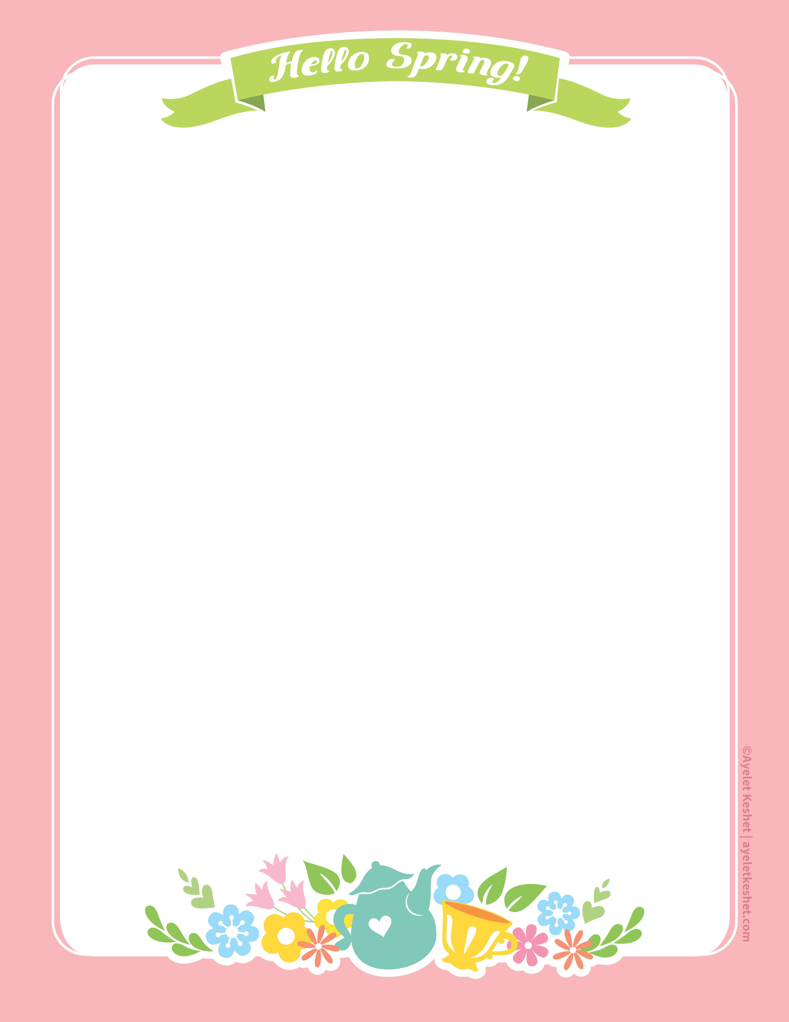 Lovely Free Printable Stationery Paper For Spring - Ayelet Keshet - Free Printable Stationery Paper